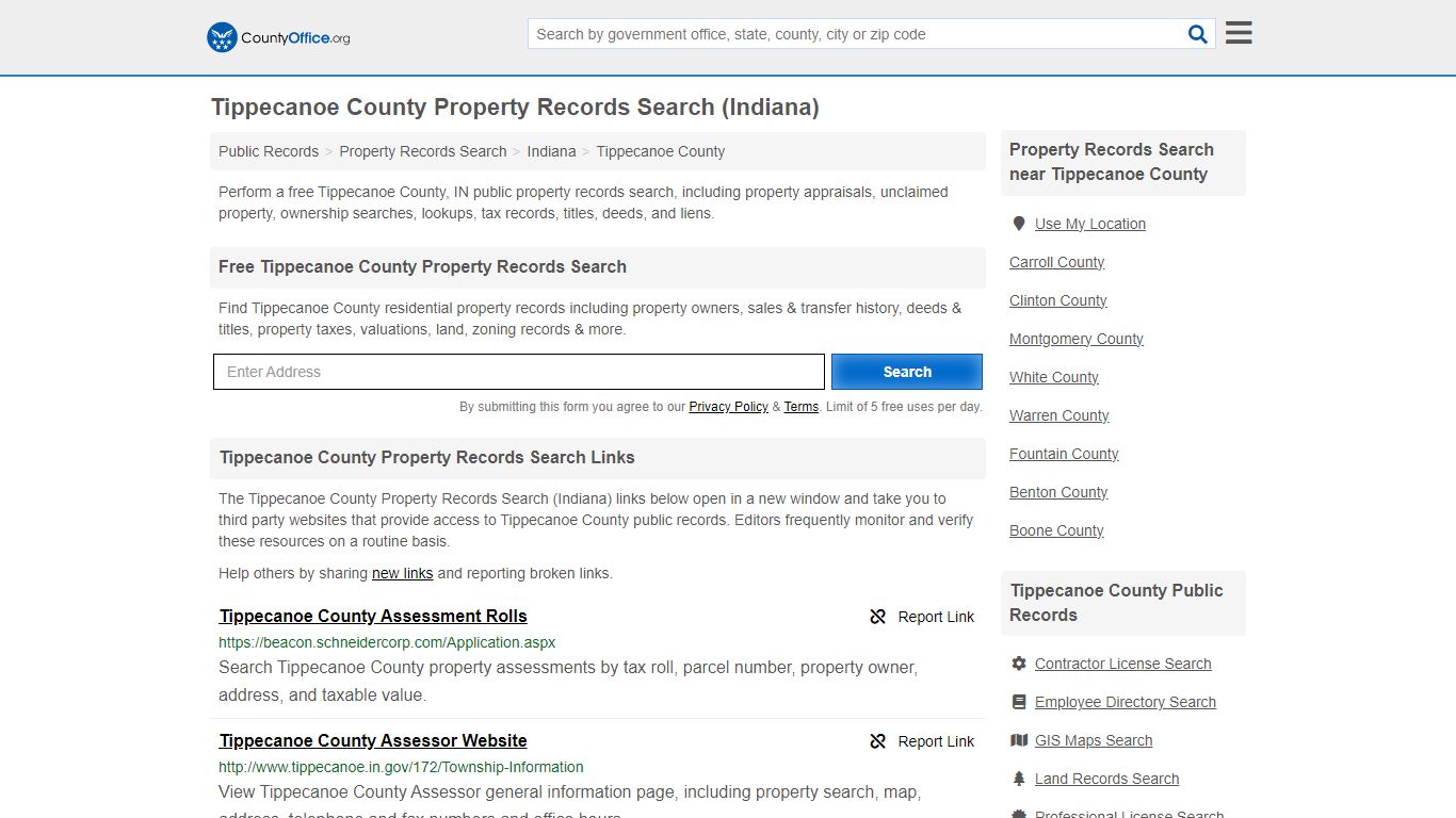 Tippecanoe County Property Records Search (Indiana) - County Office